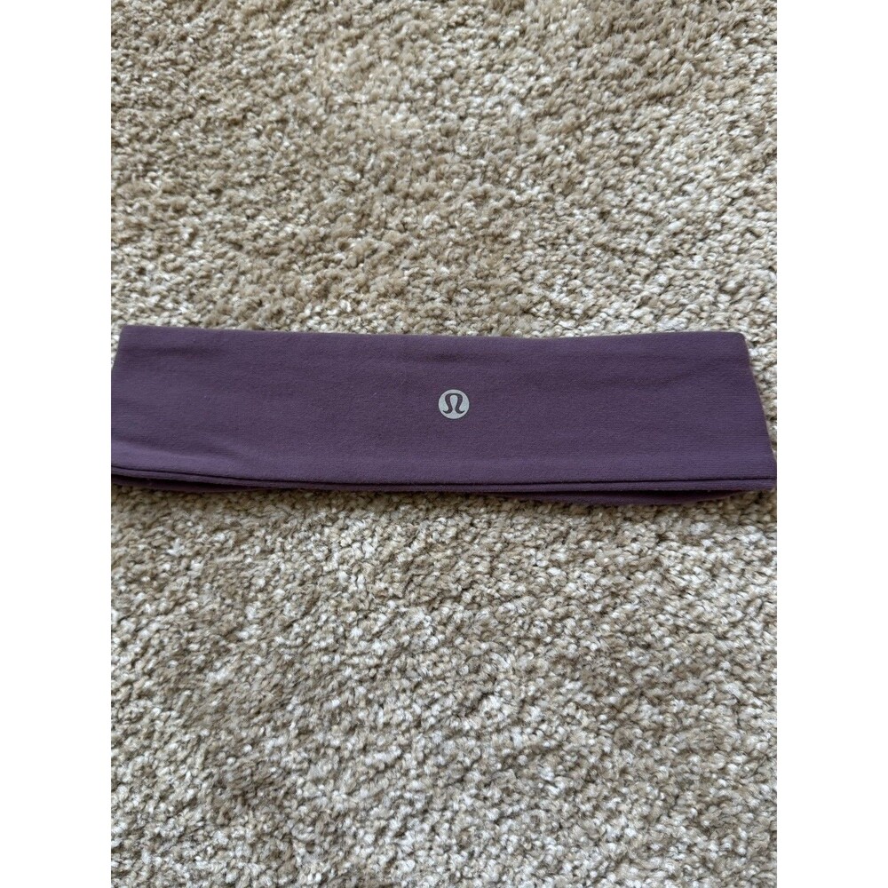 Lululemon Women's Purple Headband Solid Logo Nylon Lycra One Size EUC Activewear